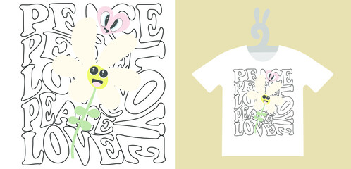 Retro Prints with Groovy cute character on T-shirts, sweatshirts, clothing, textile or package design. Isolated vector illustration in vintage style