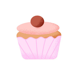 pink cupcake isolated on white background