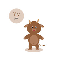 little yak isolated on white background.animal vector illustration