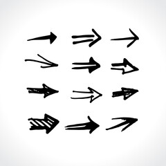 Vector arrows set marker sketch, Freehand black arrows