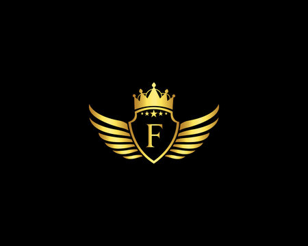 Golden F Luxury Logo Template Vector Icons. Golden Elegant Beautiful logo with with crown Vector Illustration Of Luxury Logo.