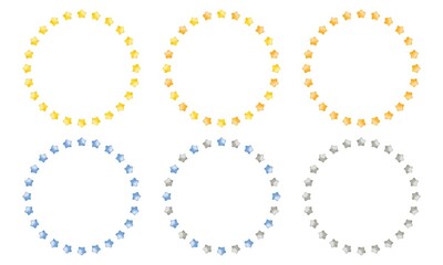 3D Rounded Star Mini Round Frame Set - Vector Image