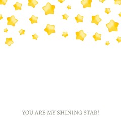 3D Rounded Star Square Message Card, Post Card, Greeting Card - Vector Image