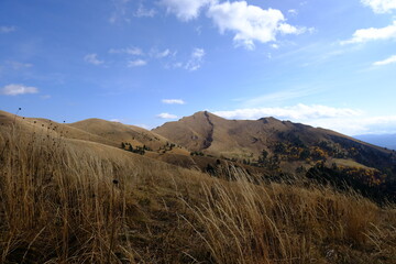 mountain landscape with sky, Autumn in mountains, outdoor tracking hiking in mountains, valley grassland, autumn mood in countryside, mountain nature, travel hiking camping mountain outdoor wallpapers