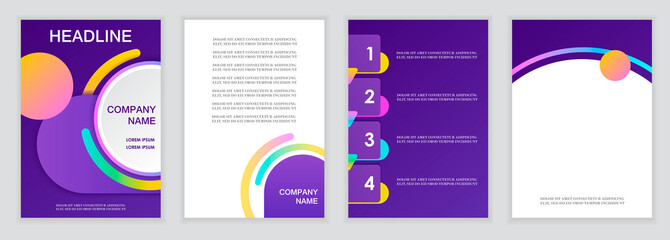 Set of templates for brochures, presentations, covers, posters, banners. A4 format. Modern business infographics. Eps 10 vector illustration. - 504270369