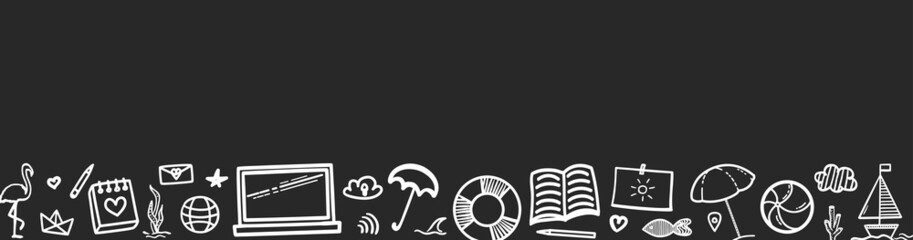 Summer web banner. Hand drawn holiday elements. Summer holidays
