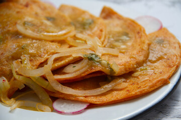 Basket tacos with green sauce. Mexican food