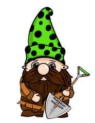 Garden hand drawn gnomes isolated on white background