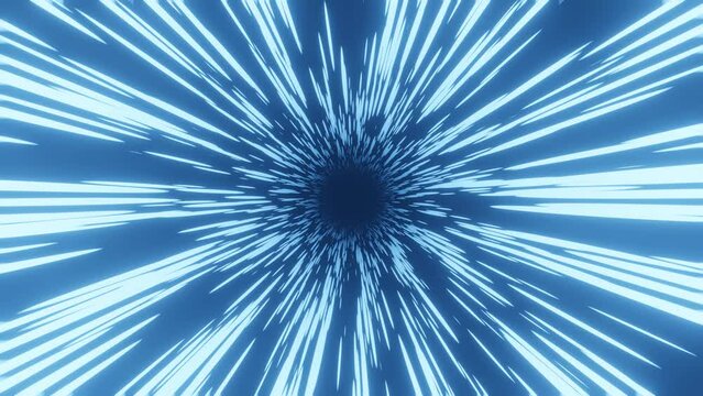 Hyperspace tunnel and big data transmission. Journey through outer space and space time. Supersonic flight at the speed of light. Acceleration background. Anime Speed Lines Background. 4k