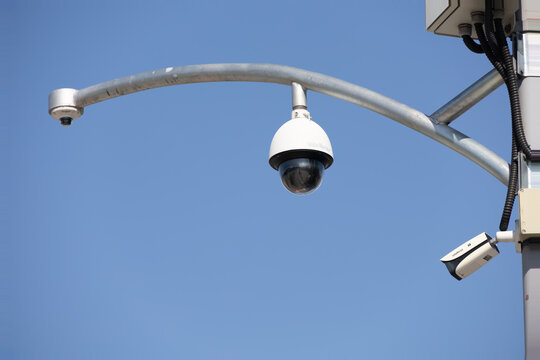  Road Outdoor Surveillance Camera on blue sky