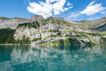 Naklejka na ściany i meble Oeschinensee (Oeschinen Lake) in summer, Kandersteg, Bernese Oberland, Switzerland