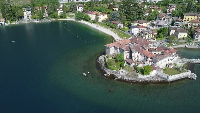 Aerial view of Lierna, a village on Lake Como