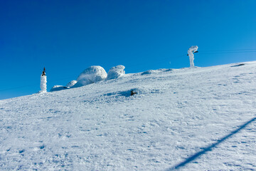 Winter view of Vitosha Mountain near Cherni Vrah peak, Bulgaria