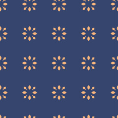 Vector. Seamless mediterranean geometric pattern in patchwork style. Talavera template. Portuguese Azulejo. Turkish decoration. Moroccan mosaic. Spanish porcelain. Ceramic dishes, folk ornament. Blue.