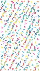 Falling colorful sketch numbers. Math study concept with flying digits. Authentic back to school mathematics banner on white background. Falling numbers vector illustration.