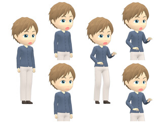 [Surprise A] Caucasian Man shirts Medium hair oblique angle