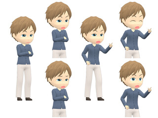 [Angry A] Caucasian Man shirts Medium hair oblique angle