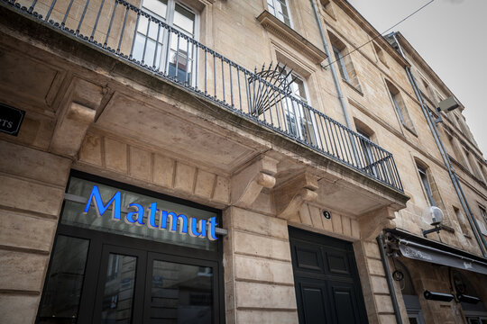 BORDEAUX, FRANCE - FEBRUARY 24, 2022: Matmut logo on their office for Bordeaux. Matmut is a French Mutual insurance specialized in coop healthcare and individual protection. ..