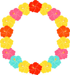Clip art of colorful hibiscus flower decoration and white background