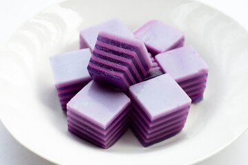 Butterfly pea and coconut milk jelly