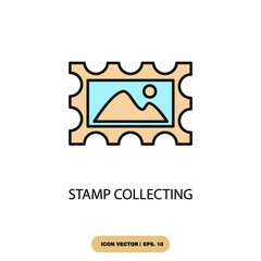 stamp collecting icons  symbol vector elements for infographic web