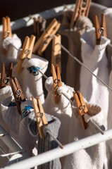 clothesline and pegs in the sun