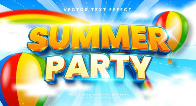 Summer Party Editable Text Effect Suitable To Celebrate The Summer Event.