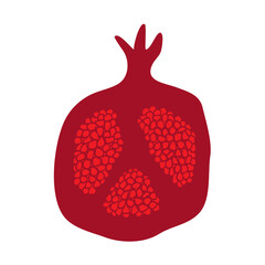 Pomegranate half sliced fruit botanical hand drawn vector illustration background. Rosh Hashanah card. Vegetarian eco food product, organic, vegan nutrition. For recipe book, floral menu cover design. - 504277306
