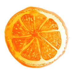 Orange fruit hand paint vector illustration, calligraphy, lettering, watercolor splashes, isolated background. Citrus. Vegetarian eco food product, organic, vegan nutrition. Menu design. Hello summer. - 504277380