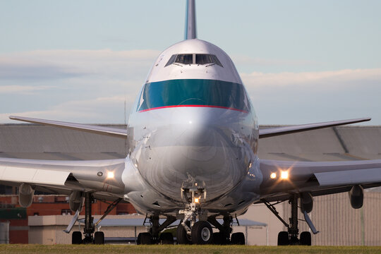 Melbourne, Australia - June 23, 2015: Cathay Pacific Cargo Airways Boeing 747-8 Cargo Aircraft B-LJM preparing for takeoff from Melbourne International Airport.