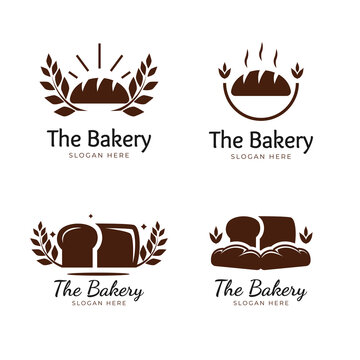 Set of bakery logo with wheat icon for bread shop