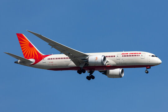 Melbourne, Australia - September 1, 2013: Air India Boeing 787 Dreamliner aircraft on approach to land at Melbourne airport.