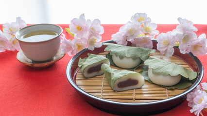 和菓子｜柏餅と日本茶