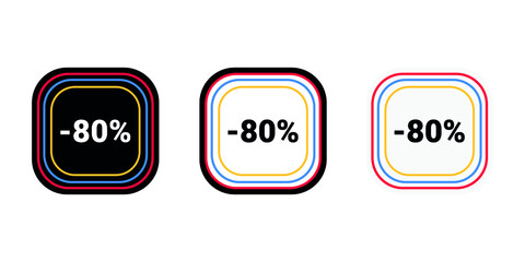 Modern vector discount80 % percent off and sale teg icon label  
