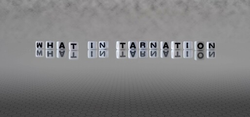 what in tarnation word or concept represented by black and white letter cubes on a grey horizon...