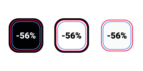 Modern vector discount 56% percent off and sale teg icon label  