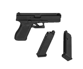 Air gun. Modern pneumatic weapon for air soft, sports and entertainment. A dummy, a copy of a real...