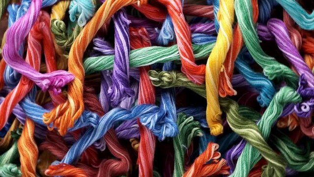 Colorful mouline threads. Hobby or handmade concept.