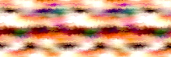 Funky summer ombre tie dye batik stripe border pattern. Seamless stain space dyed striped effect fashion trim edging. Washed out boho beach wear ribbon endless tape.