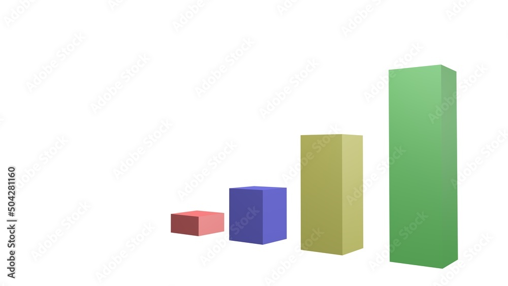 Poster colored graph columns. 3d rendering