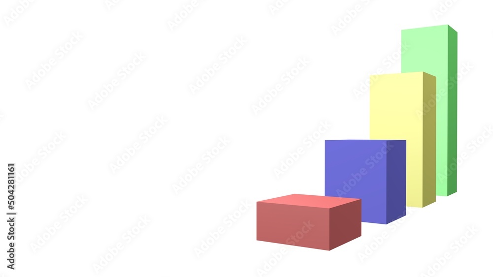 Poster colored graph columns. 3d rendering