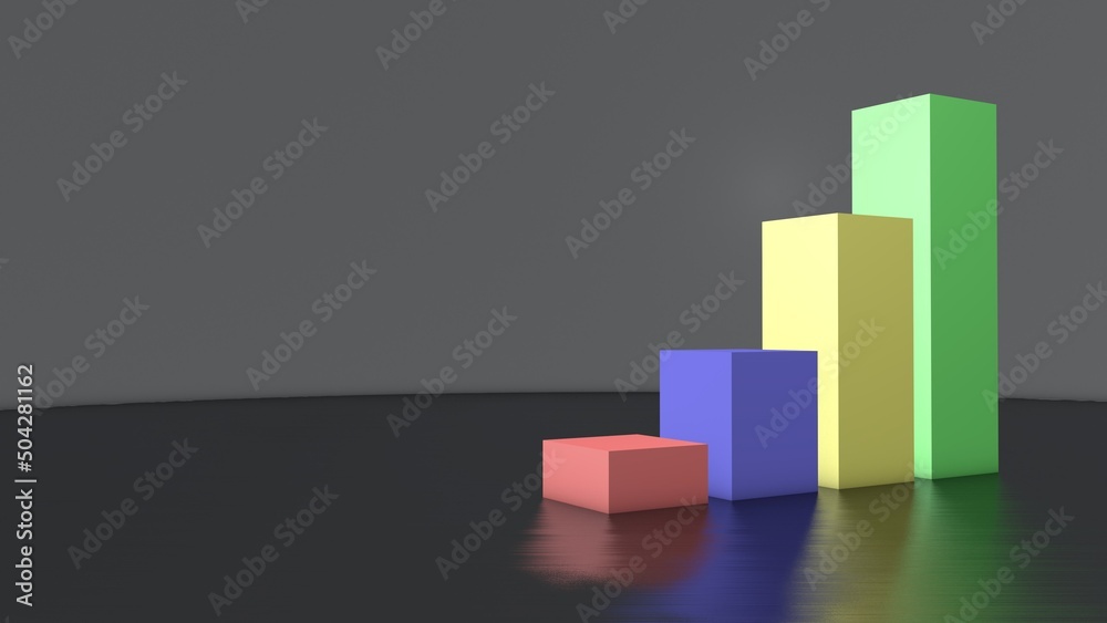 Poster colored graph columns. sales. 3d rendering