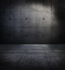 Dark concrete wall and floor in light and shadow.
