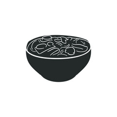 Soup Bowl Icon Silhouette Illustration. Food Vector Graphic Pictogram Symbol Clip Art. Doodle Sketch Black Sign.