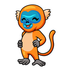 Cute little golden monkey cartoon standing