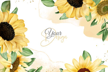 Watercolor Sunflower Background Design