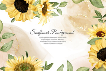 Watercolor Sunflower Background Design