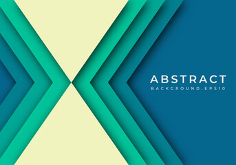 Obraz premium Green Background Geometric Overlap Layer Paper Cut on Dark with Space Design