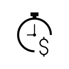 Dollar sign with a clock icon design isolated on white background