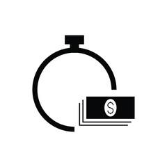Dollar sign with a clock icon design isolated on white background